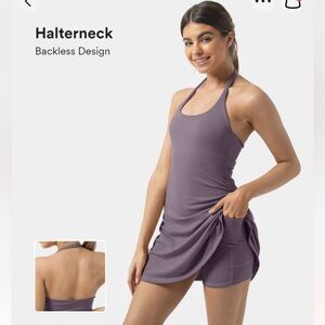 HALARA halterneck backless 2-in-1 tulip purple active dress size small